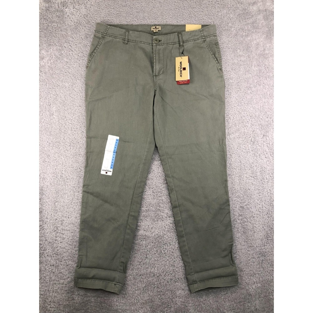 Woolrich Pants Womens 10 (34x26.5) Green NWT Sunday Chino Casual Relaxed Fit